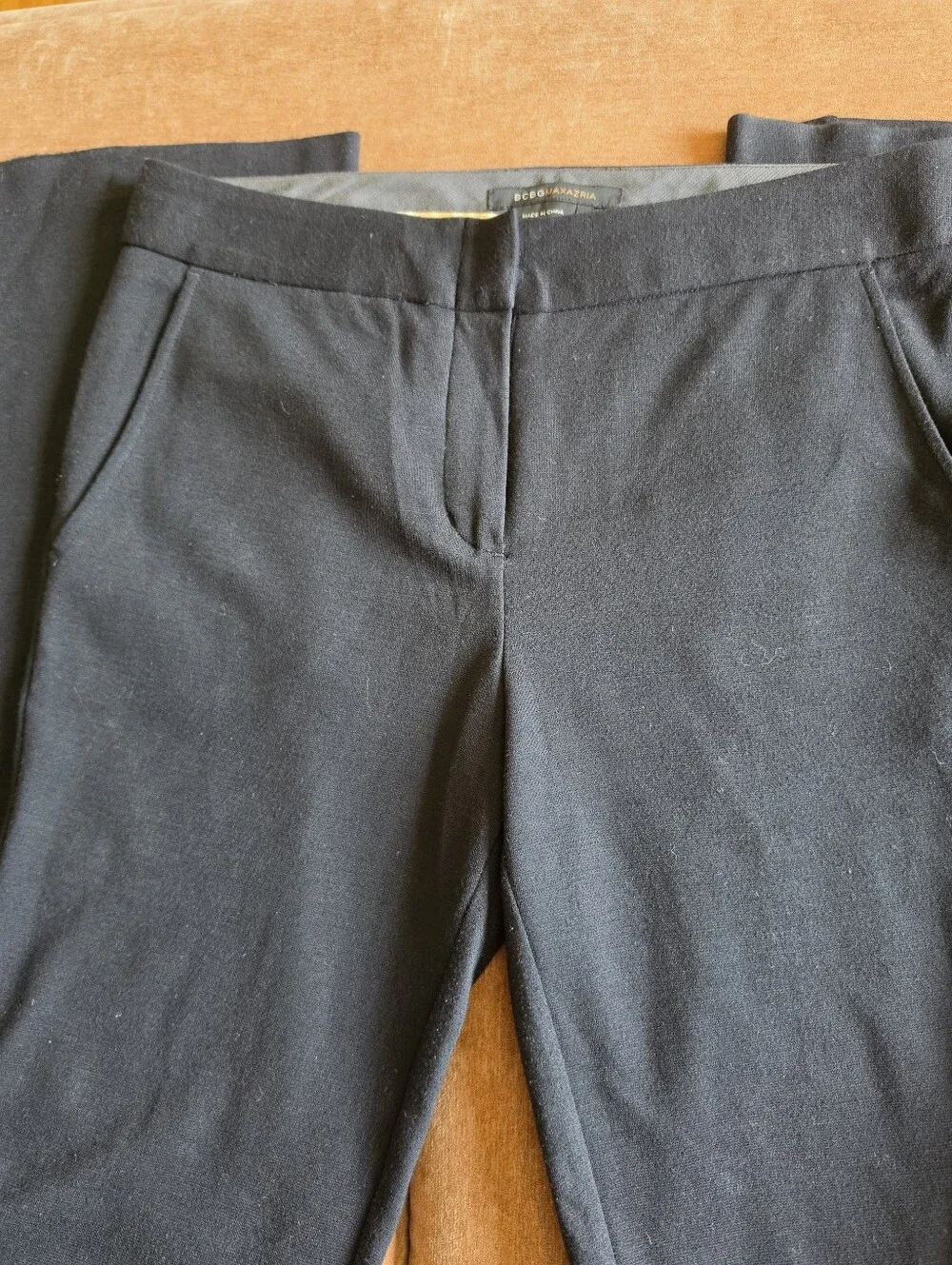BCBGMaxazria Mid Rise Flare Knit Trouser Pants Black Sz 4